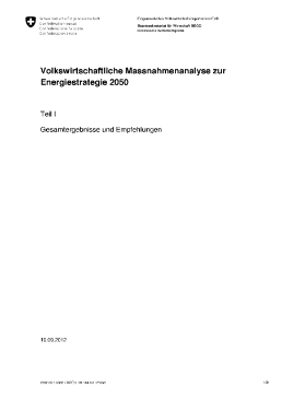 Volkswirtschaftliche Massnahmenanalyse (Teil I, September 2012) Cover